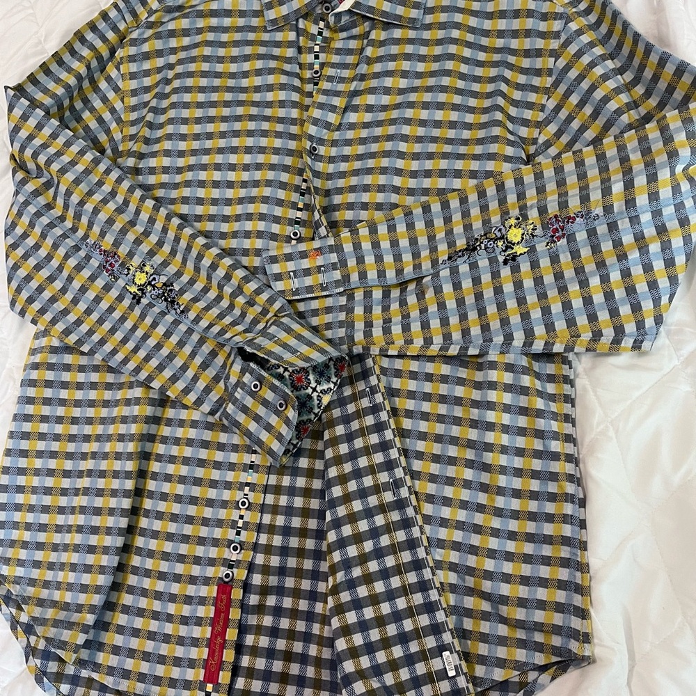 Men's  Robert Graham Shirt - Yellow and Gray